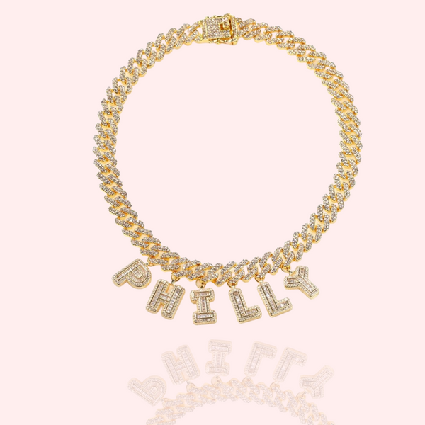 Baguette Charms Cuban Necklace