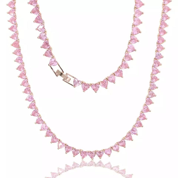 Sweetheart Tennis Necklace | Pink