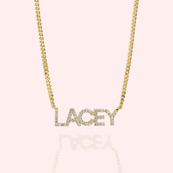 Iced Arial Name Necklace