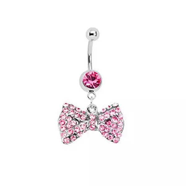 Pink Bow Belly Ring