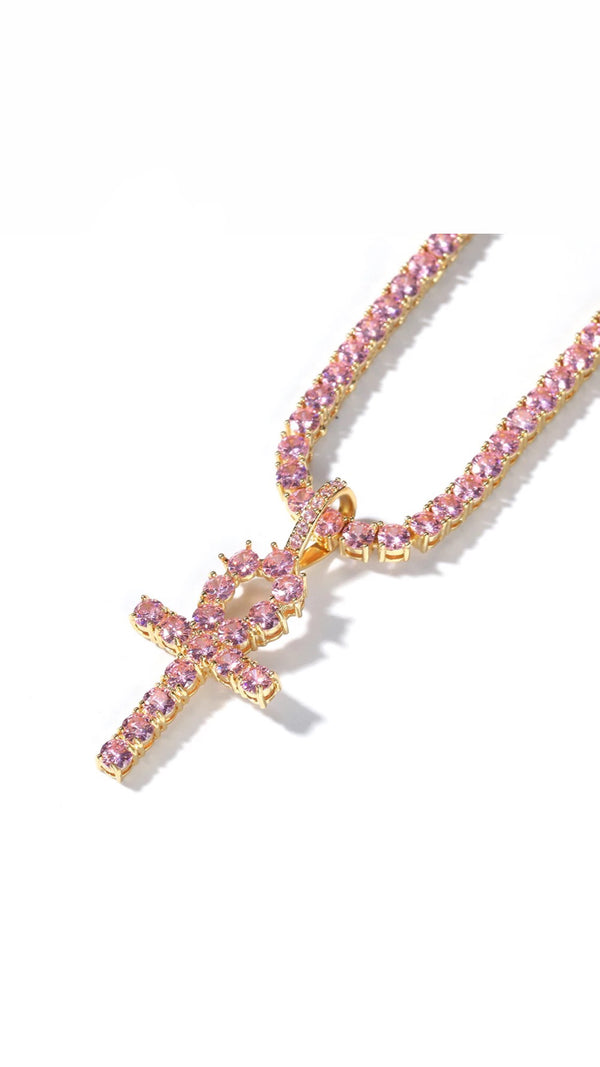 Pink Ankh Tennis Chain