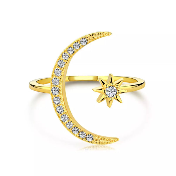 Moon and Star Ring